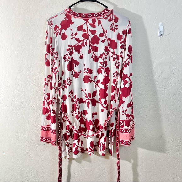 BCBGMaxAzria Women Colorful Floral Belted Stretch Tunic Top Size Small Casual - Picture 2 of 8